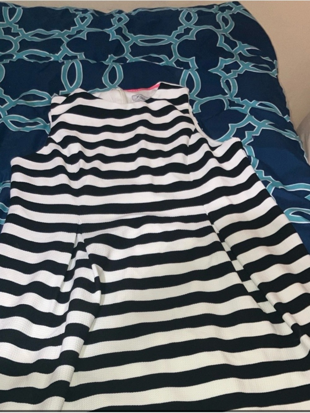 Jessica Howard Black and White Striped Midi Dress